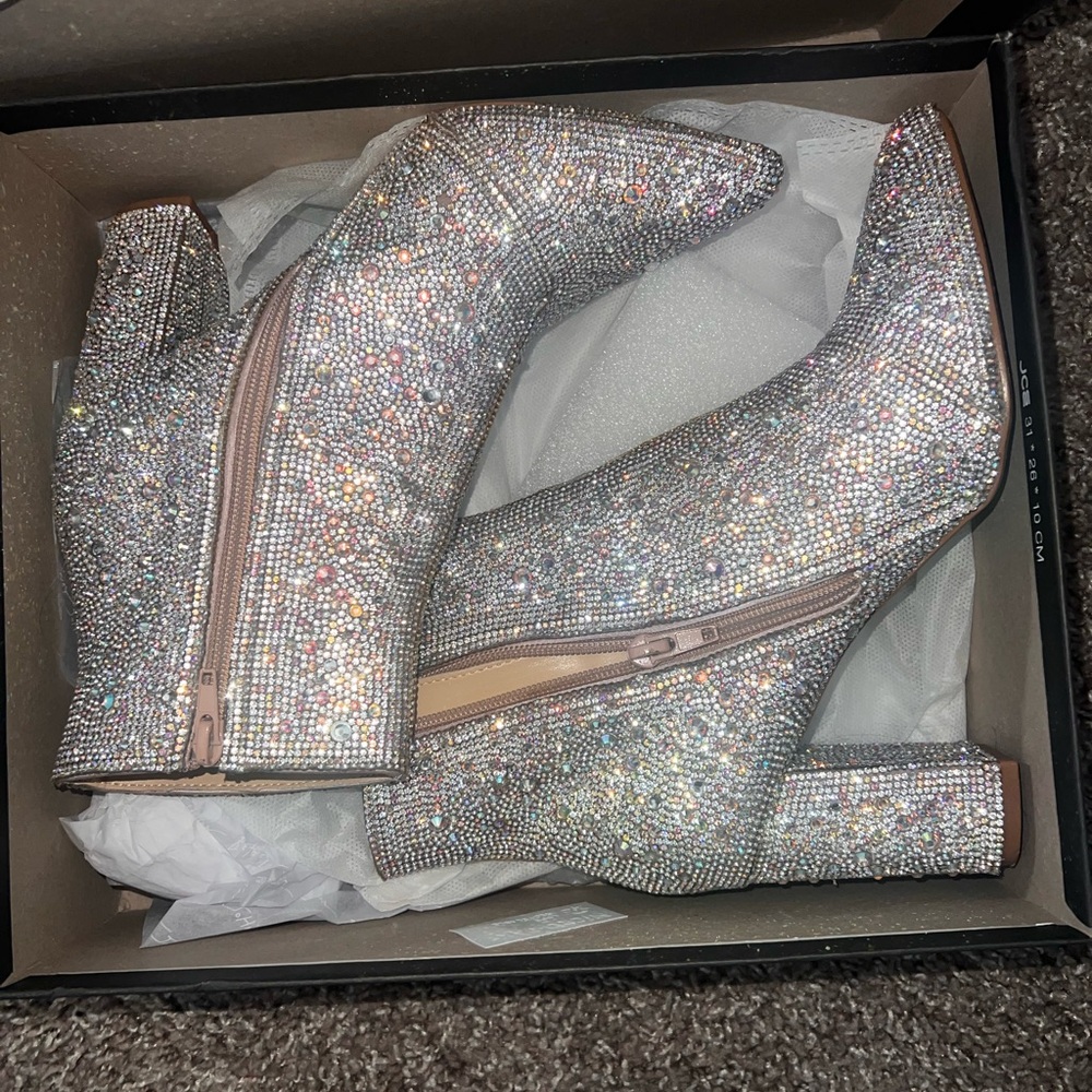 Betsy Johnson Sparkling Rhinestone Heeled Boots